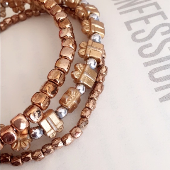 #A198 Gold Seed beads Bracelet Set Cross Charm - Picture 4 of 5